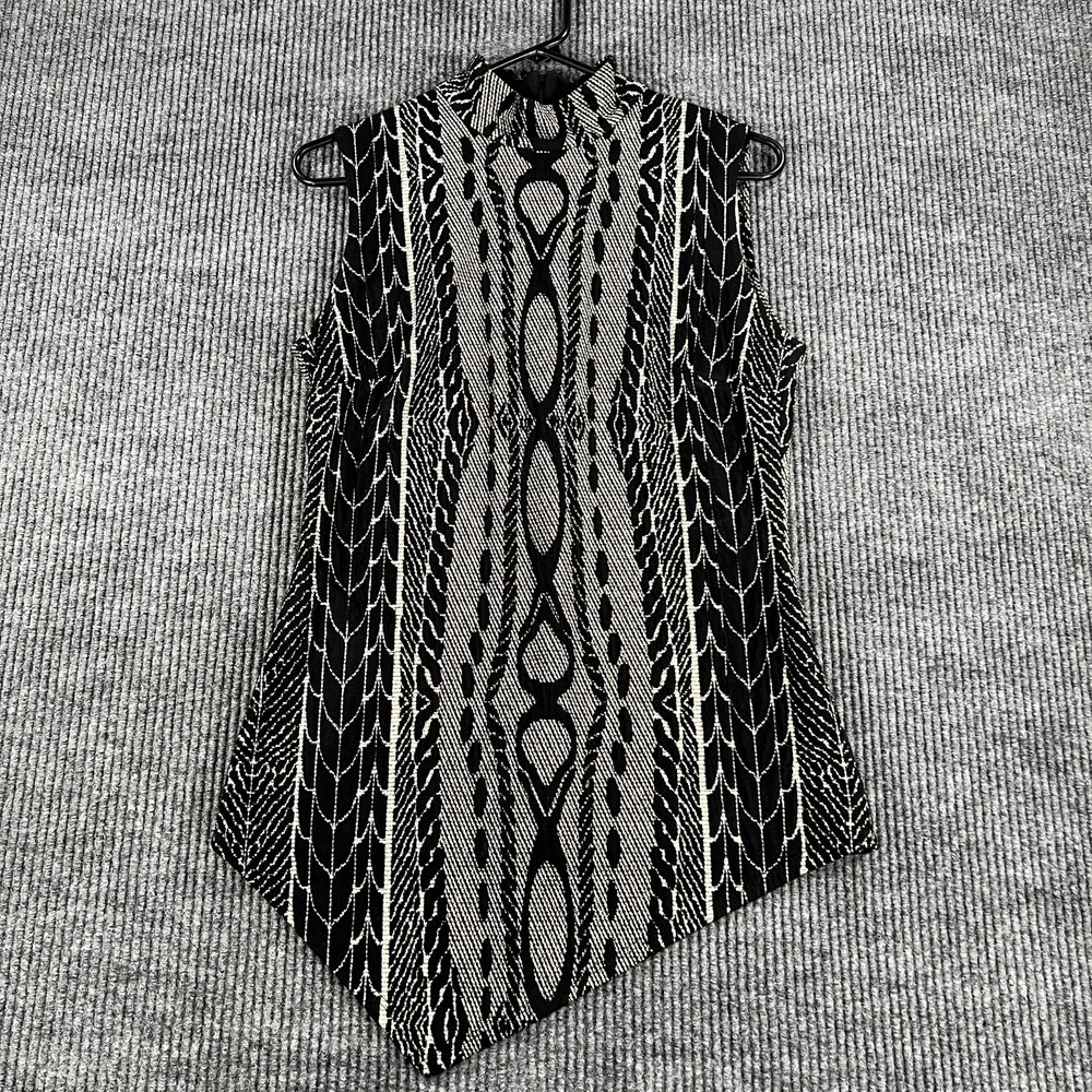 Frank Lyman Top Womens 8 Black Metallic Gold Sleeveless Geo Print Knit Canada